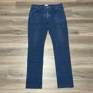 Taylor Stitch 38 Chore Pants Blue Boss Duck Double Knee Hemp Blend Canvas Work